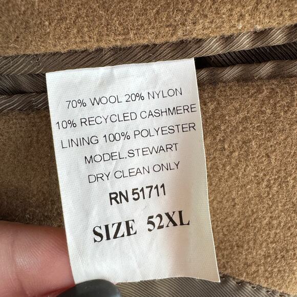 Calvin Klein Brown Wool Cashmere Stewart Coat Single Breasted Men's Size 52XL - Picture 10 of 16